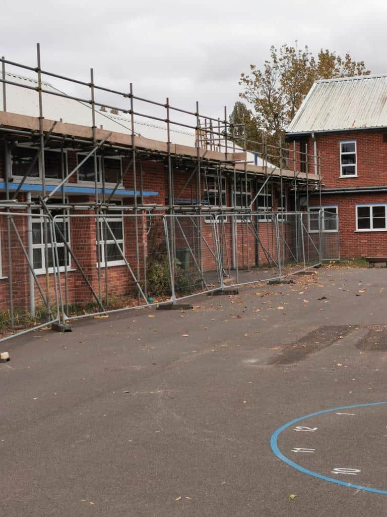 Scaffold for solar energy install, Bedenham school, Gosport